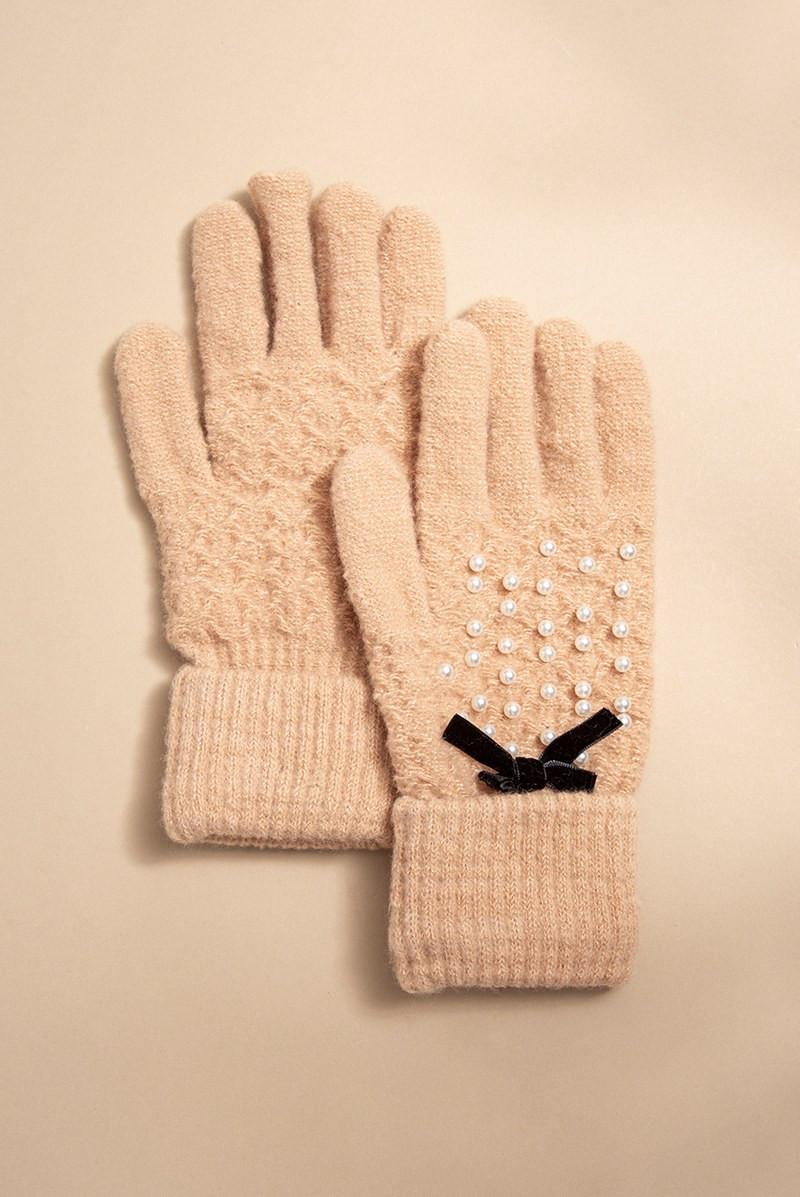 Alison Pearl And Bow Embellished Gloves | Francesca's