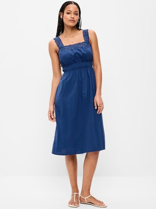 Fit & Flare Smocked-Waist Midi Dress | Old Navy (US)