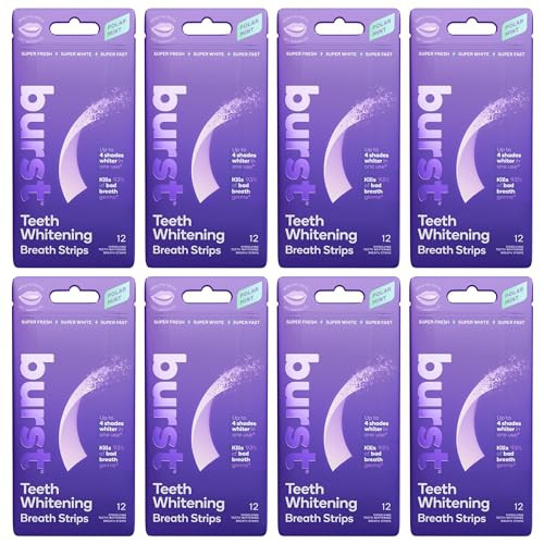 Burst Teeth Whitening Breath Strips (Polar Mint/8 Pack) | Kills 93% of Bad Mouth Germs | Up to 4 Shades Whiter in One Use | Easy to Apply/Quick Dissolving | Amazon (US)