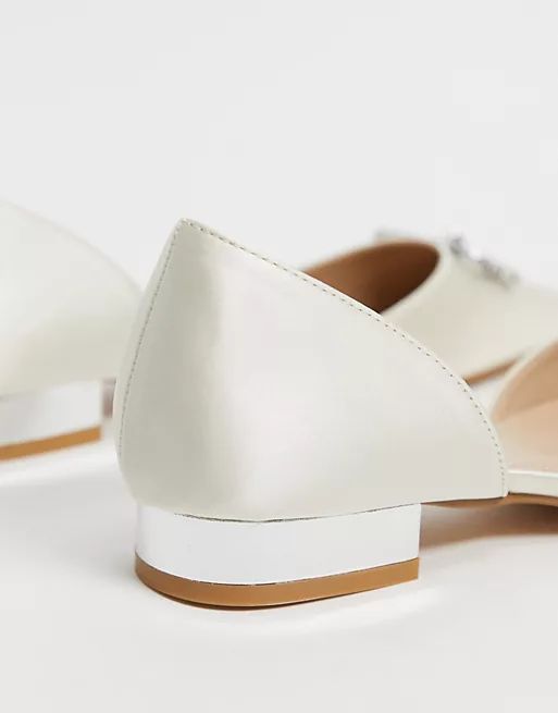 Be Mine Bridal Andi flat shoes with embellishment in ivory satin | ASOS (Global)