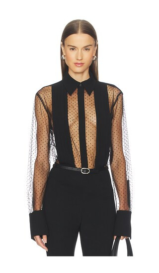 Meghan Panelled Polka Silk Blouse in Polka Dot | Revolve Clothing (Global)