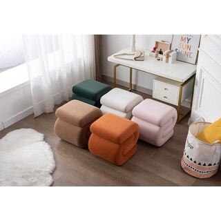 S-shape Velvet Fabric Ottoman Makeup Stool Footstool | Bed Bath & Beyond