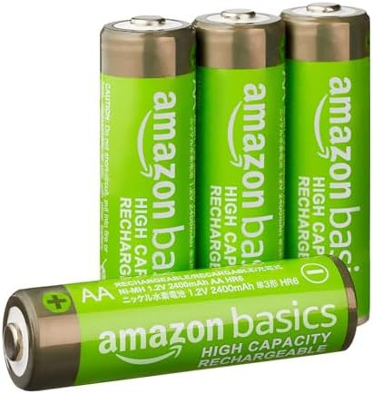 Amazon Basics 4-Pack Rechargeable AA NiMH High-Capacity Batteries, 2400 mAh, 1.2V, Recharge up to... | Amazon (US)