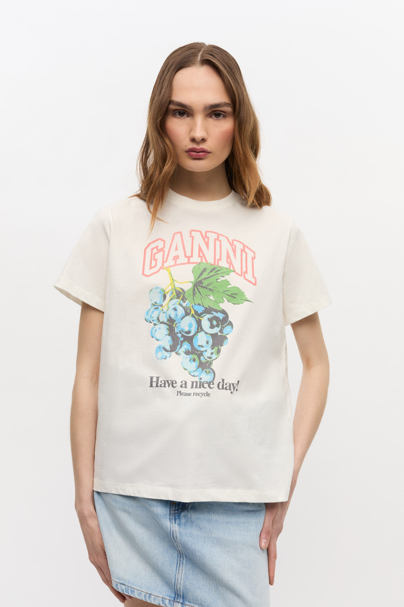 Ivory Grapes Print T-shirt | Ganni