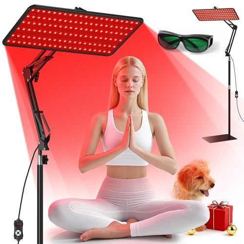 Morfone Red Light Therapy for Body Face - Tri-Wavelength (660nm, 850nm, 940nm) LED Infrared Light Therapy Lamp Panel with Adjustable Stand, Protective Glasses for Home Use, Gift for Women Girl, M | Amazon (US)