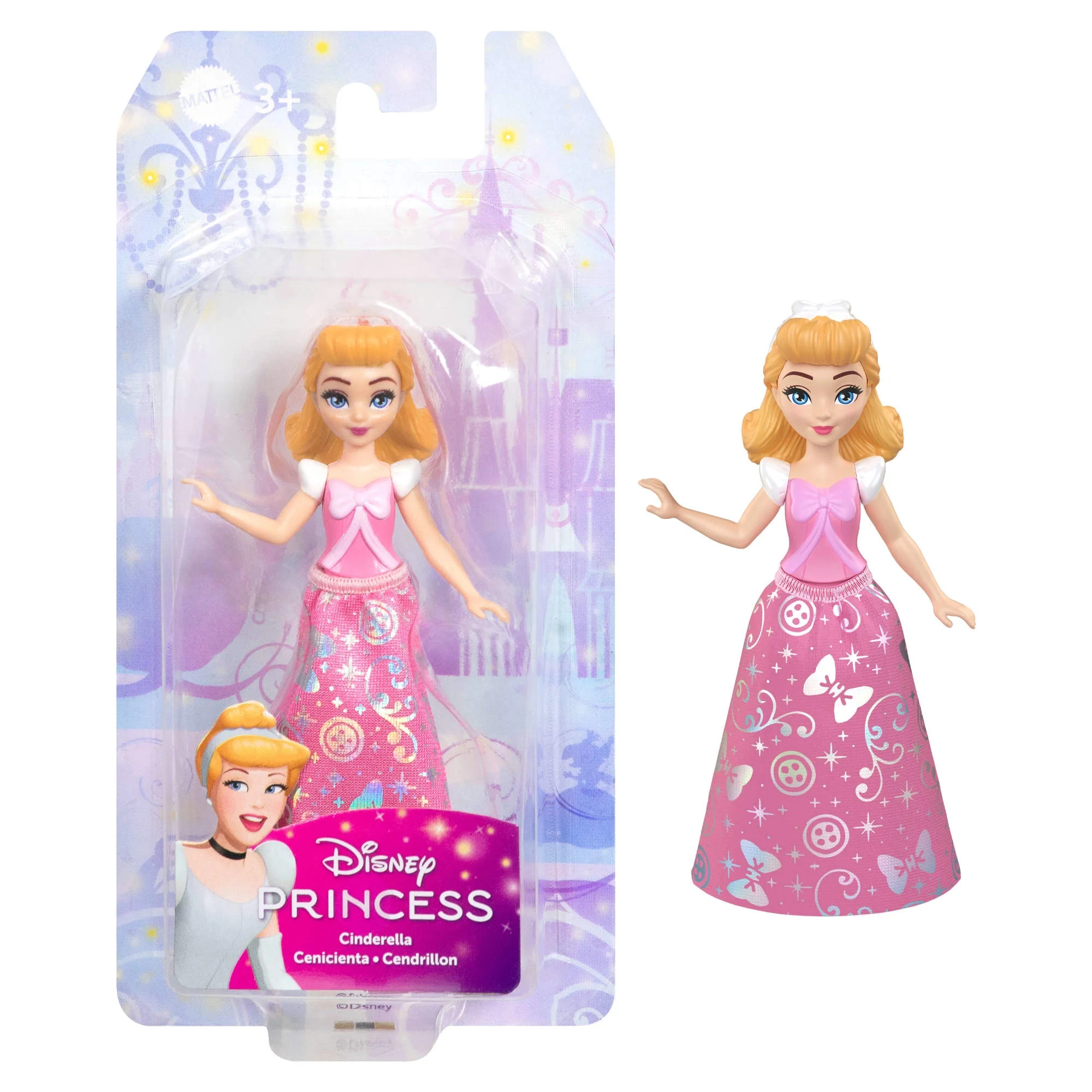 Disney Princess Cinderella Posable Small Doll in Shiny Outfit with Removable Skirt, Inspired by Movie | Walmart (US)