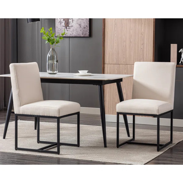 Nezih Linen Upholstered Dining, Mid Century Modern Side Chair (Set of 2) | Wayfair North America