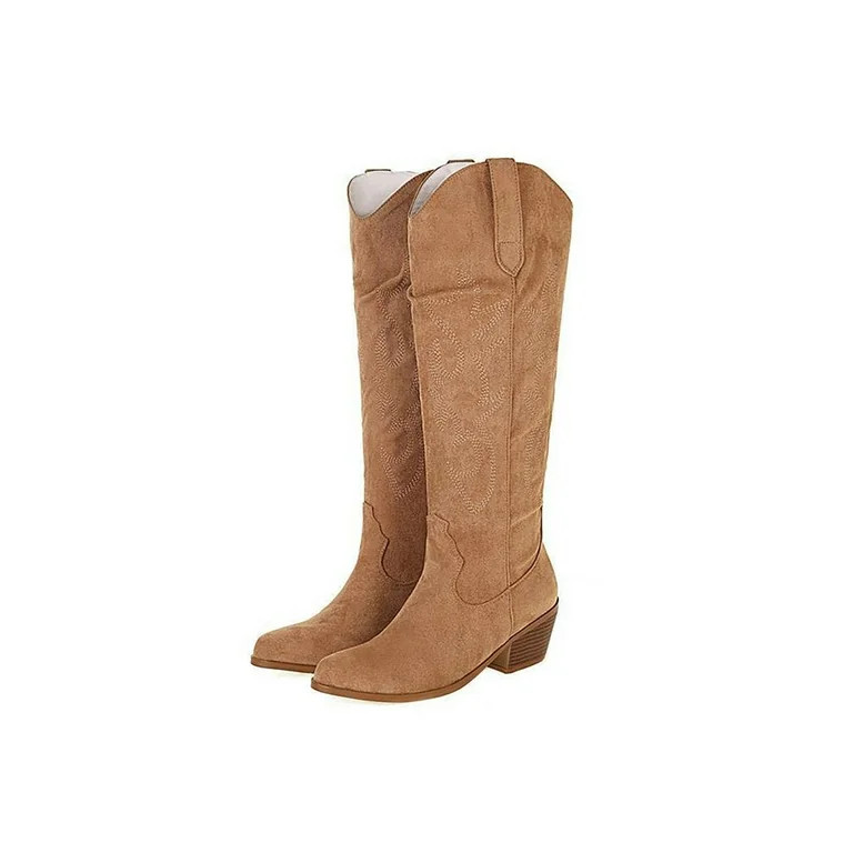 Daeful Cowgirl Boots for Women Embroidered Knee High Cowboy Boots Fashion Pull on Tall Western Bo... | Walmart (US)