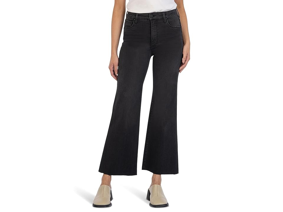 KUT from the Kloth Meg High-Rise Fab Ab Wide Leg Raw Hem in Experiences Women's Jeans Experiences : 18, Cotton/Denim/Lyocell | Zappos