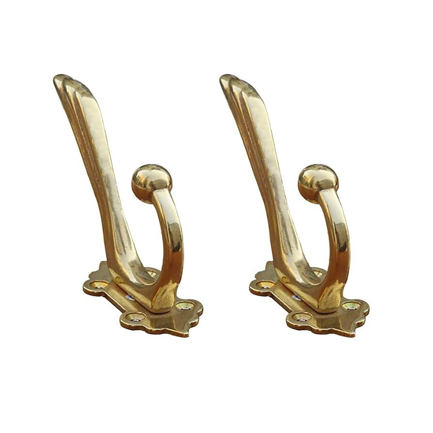 2Pcs Antique Solid Brass Clothes Hooks, Entryway Coat Hooks, Scarf and Jacket Hangers, Bath Towel... | Amazon (US)