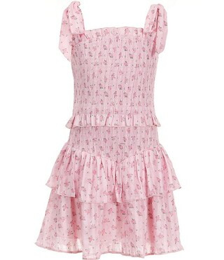 KatieJNYC Big Girls Sleeveless Emerson Ditsy Floral Tie-Shoulder Fit-And-Flare Dress | Dillard's | Dillard's