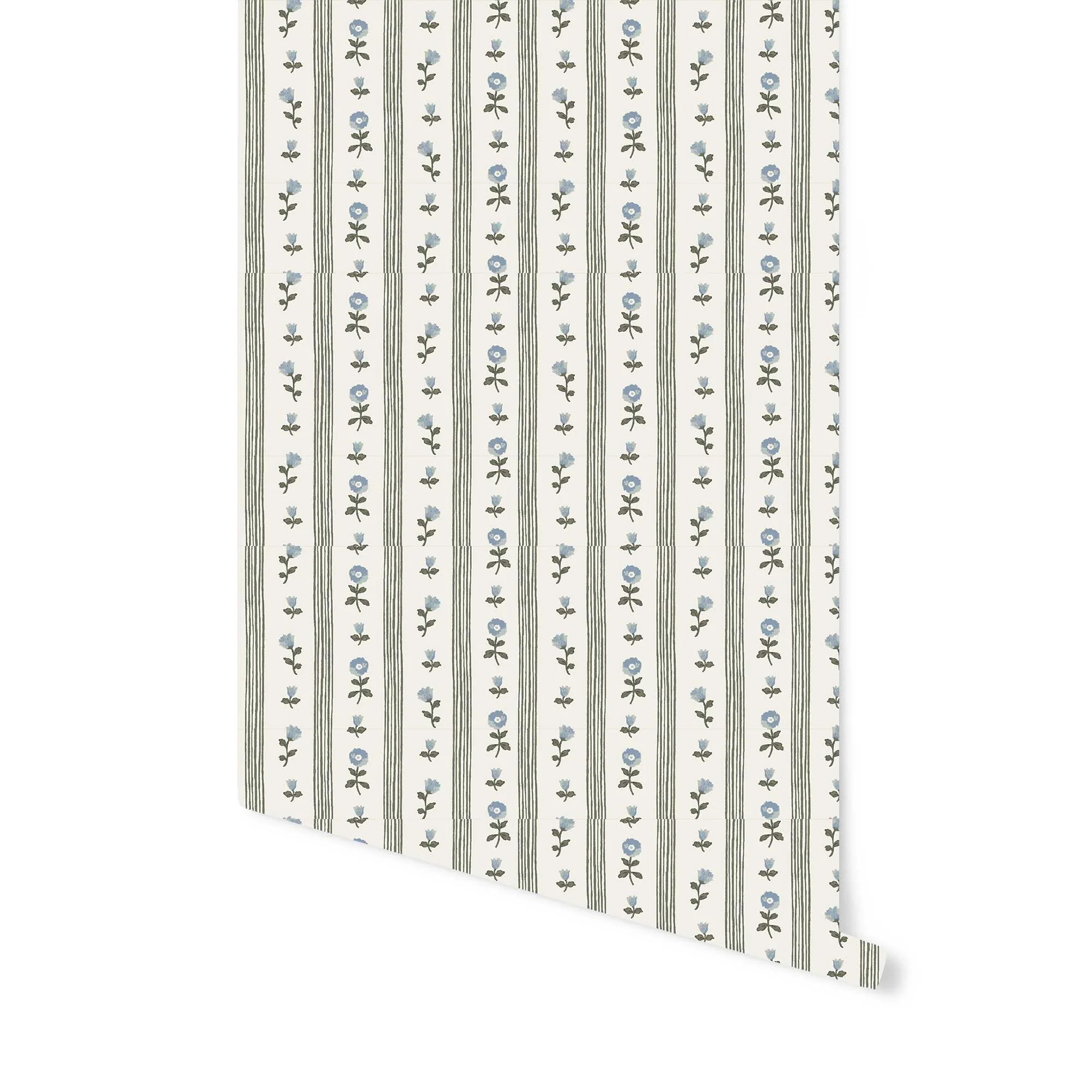 Ruthie Stripe Wallpaper in Blue | Brooke & Lou | Brooke and Lou