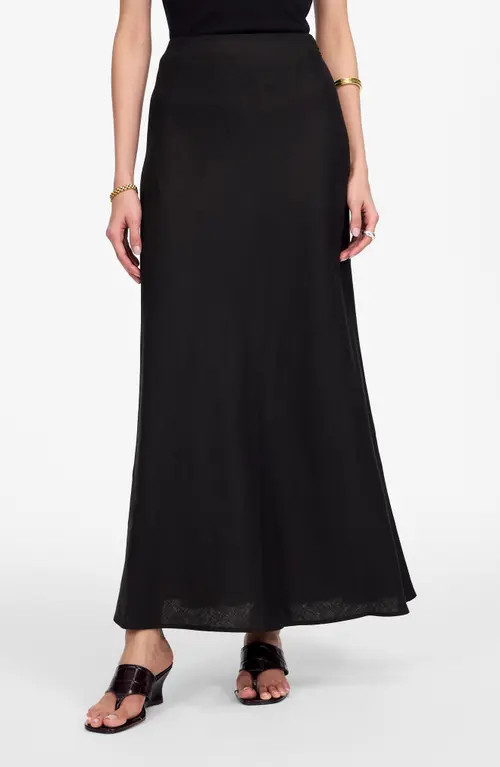Madewell Linen Maxi Slip Skirt in Jet Black at Nordstrom, Size 4 | Nordstrom