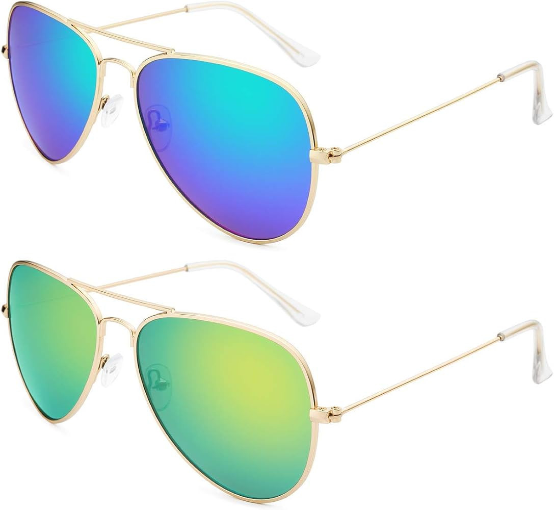 Amazon.com: Livhò Sunglasses for Men Women Aviator Polarized Metal Mirror UV 400 Lens Protection... | Amazon (US)