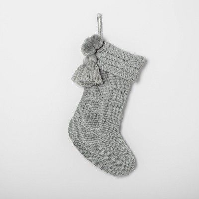 Holiday Knit Stocking Silver Green - Hearth & Hand™ with Magnolia | Target