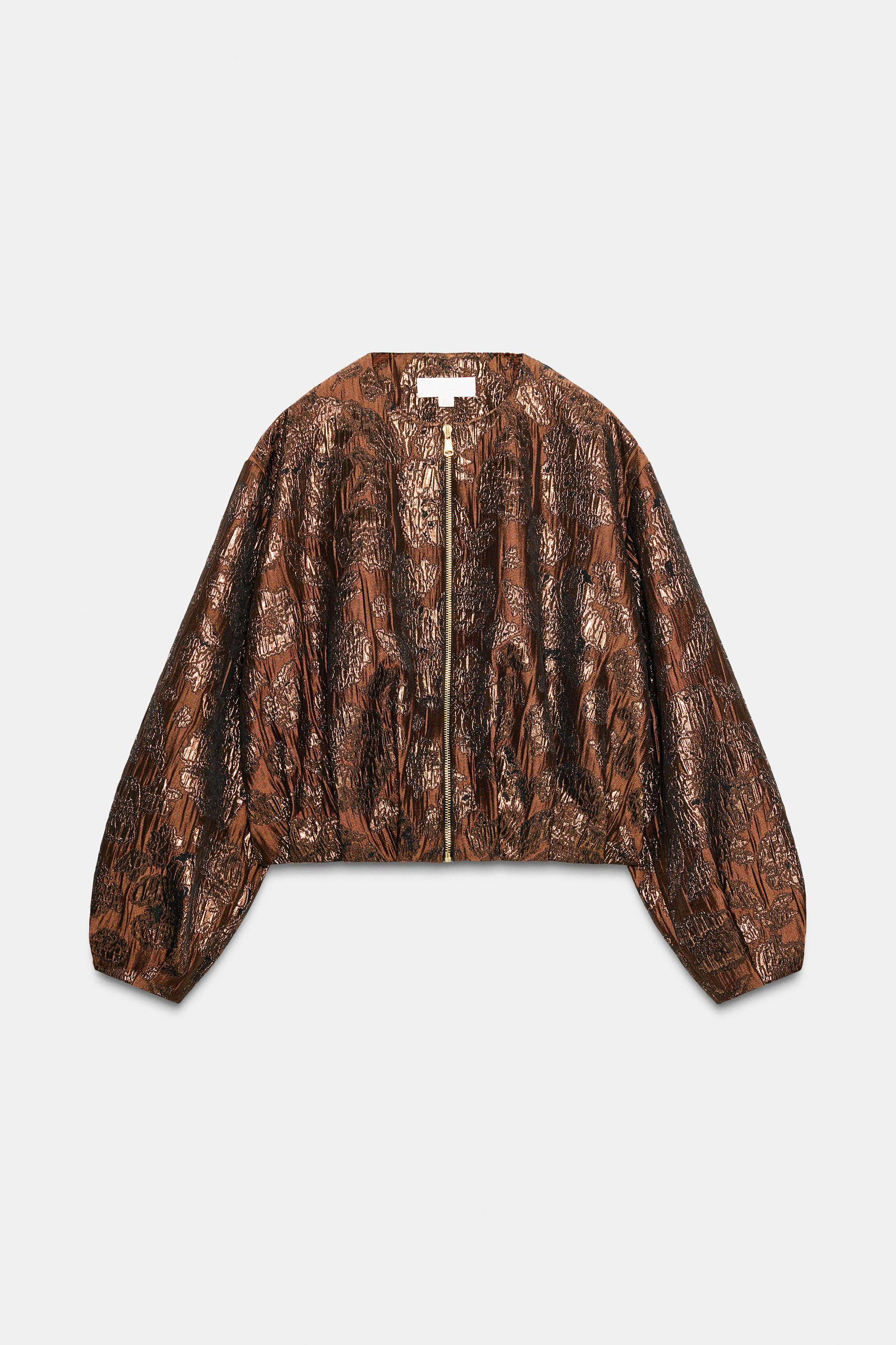 SHINY JACQUARD BOMBER JACKET | Zara US