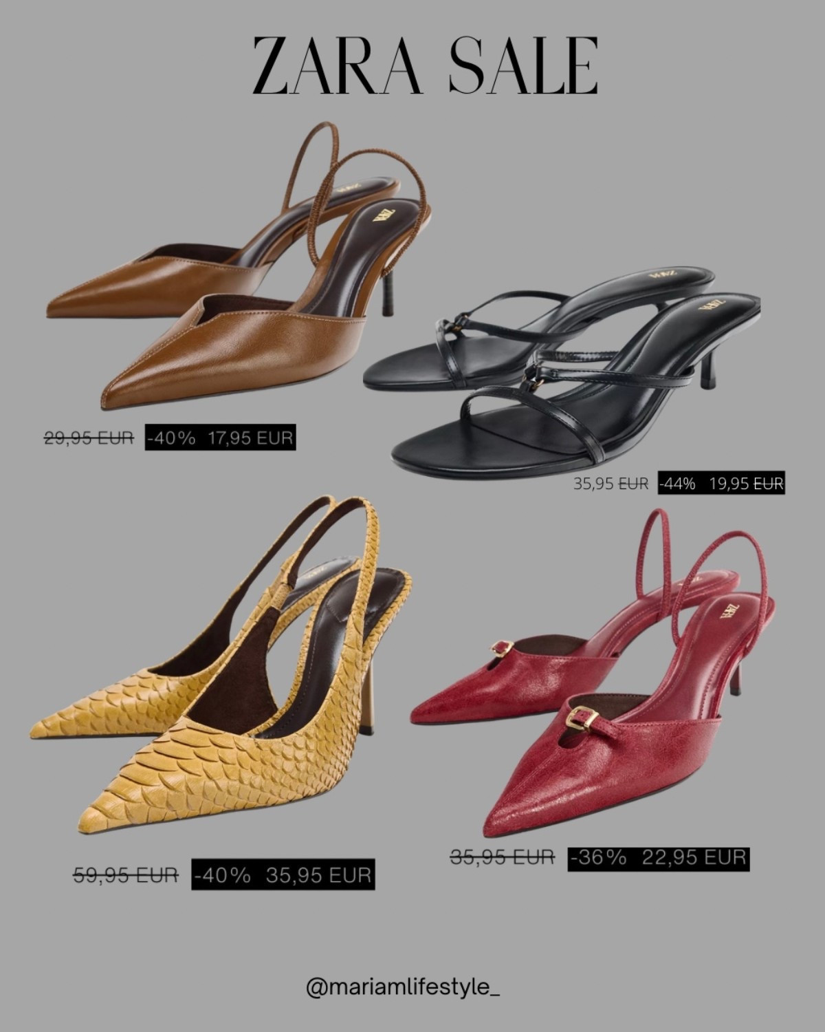 Zara shoe sale alert 🚨👠 These chic heels and sandals are all on sale right now. Linked my favorite pairs before they sell out! 🤎🖤❤️ 
#zara #zarafinds

#LTKsale #LTKshoes #LTKpartywear