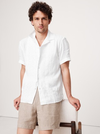 Standard-Fit Embroidered Linen Resort Shirt | Banana Republic (US)