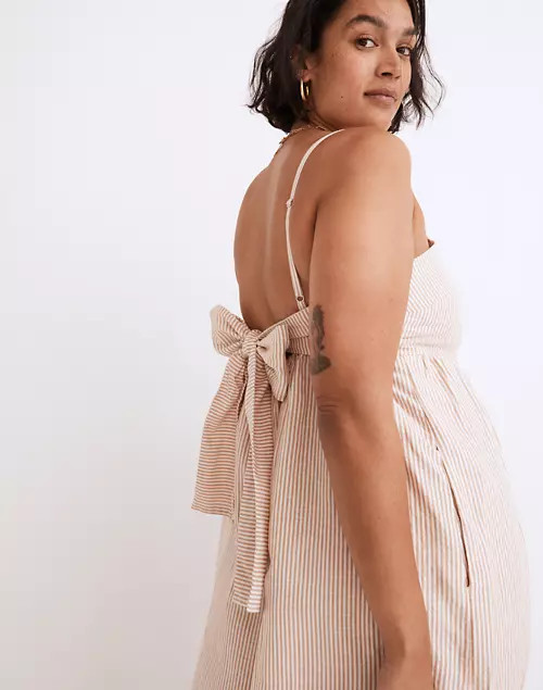 Linen-Blend Tie-Back Wide-Leg Jumpsuit in Stripe | Madewell