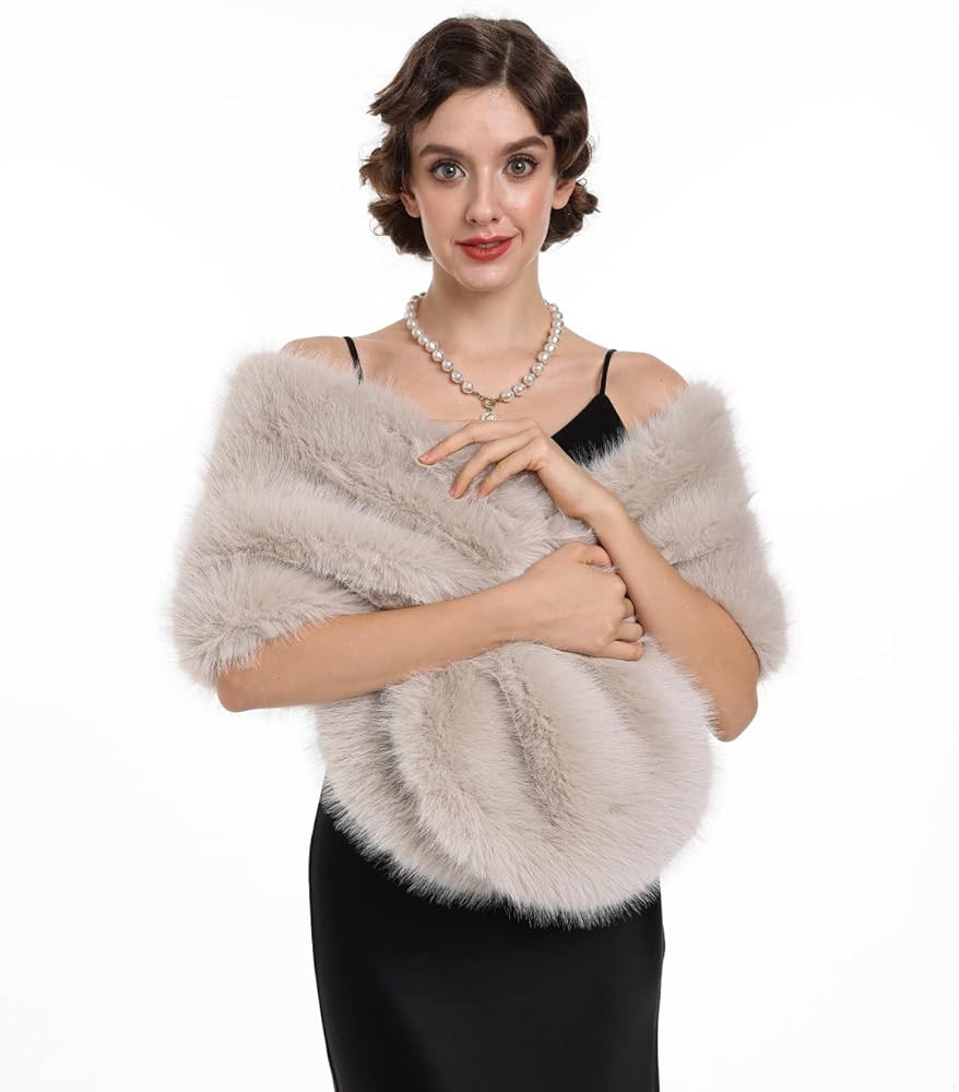 SAFERIN Faux Fake Fur Scarf Shawl | Amazon (US)