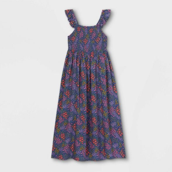 Girls&#39; Smocked Woven Maxi Sleeveless Dress - Cat &#38; Jack&#8482; Ocean Green L | Target