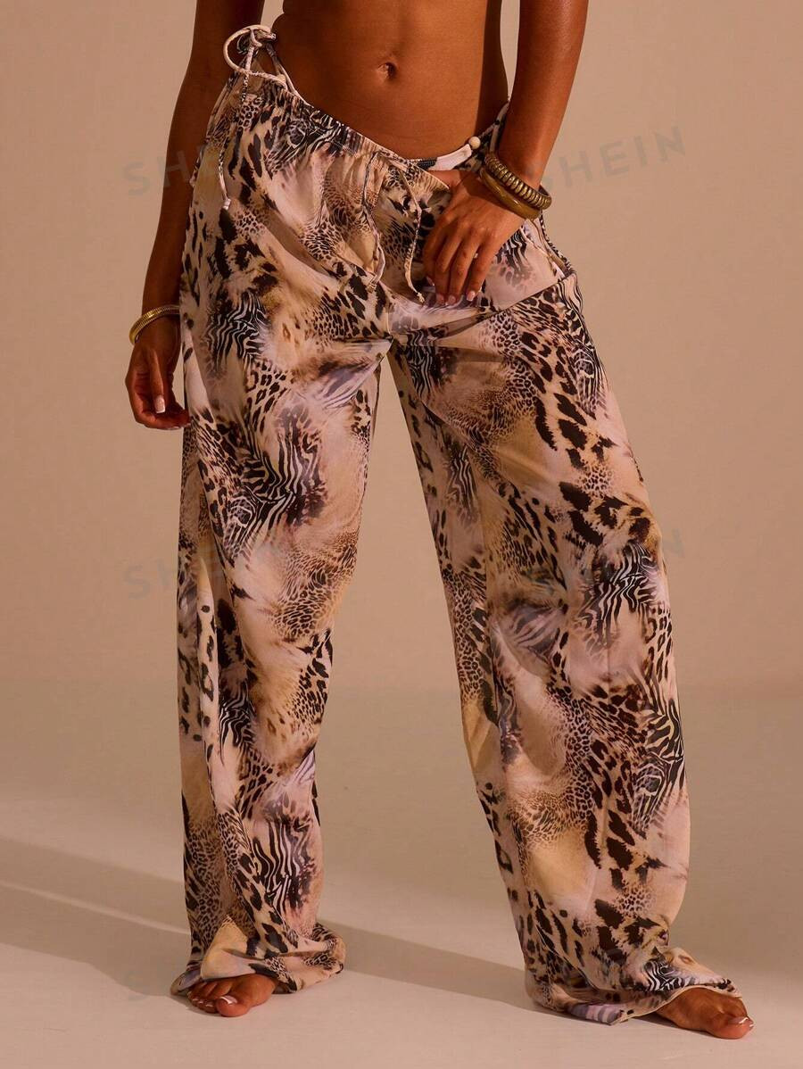 MUSERA Leopard Print Loose Fit Trousers | SHEIN