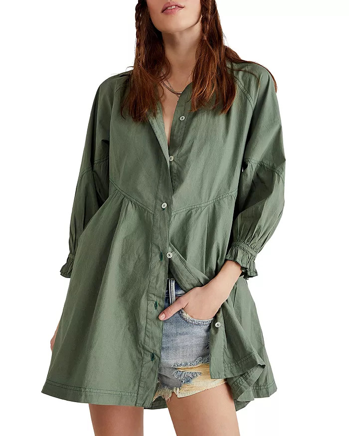 Hannah Cotton Balloon Sleeve Mini Shirtdress | Bloomingdale's (US)