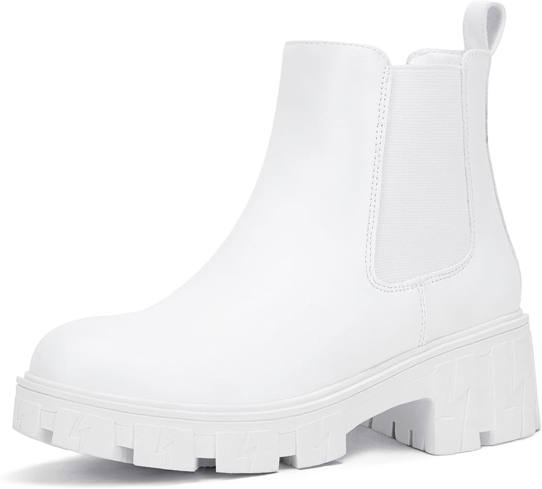 Jeossy Women's 9620 Chelsea Ankle Boots | Fashion Lug Sole Platform Elastic Slip-on Booties | Amazon (US)