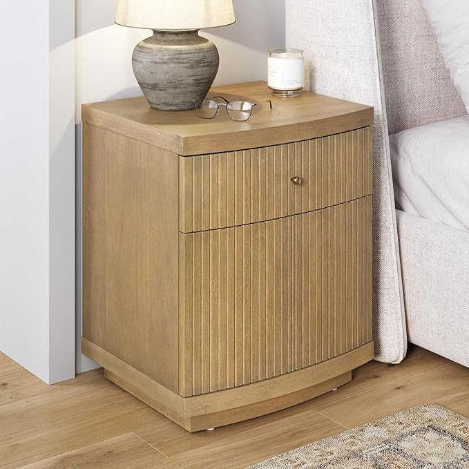 Nathan James Tambellini Mid Century Modern Nightstand, Bedside Table with Drawer and Cabinet Stor... | Amazon (US)