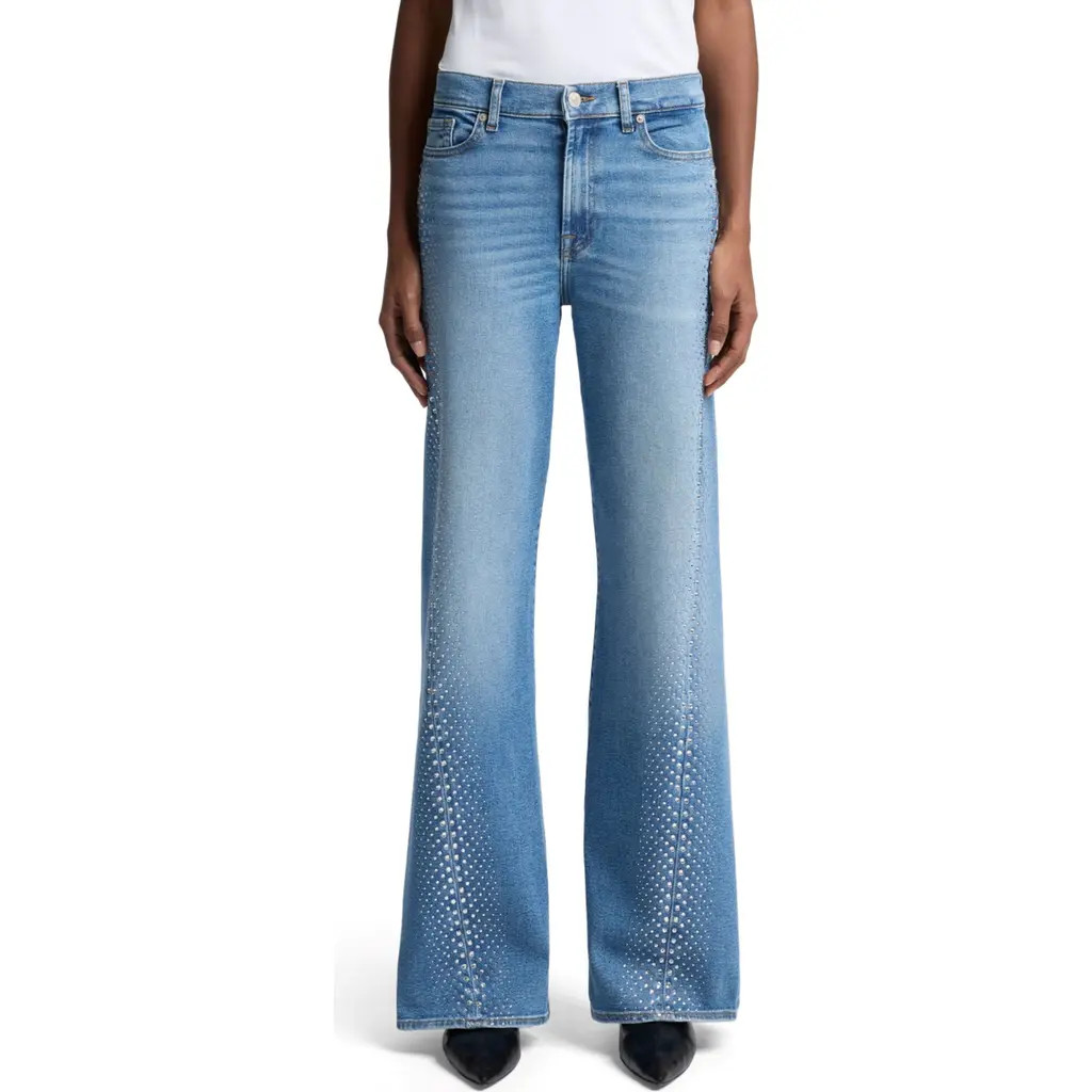 7 For All Mankind Twisted Seam Lotta High Waist Wide Leg Jeans in Love Soul at Nordstrom, Size 28 | Nordstrom