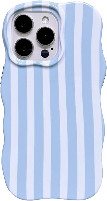 for iPhone 16 Pro Max Case Stripe Cute Aesthetic Wave Shape-Blue | Amazon (US)