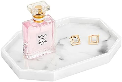 Lewondr Octagonal Decorative Serving Tray, Resin Ottoman Serving Platter, Vanity Tray, Jewelry Makeu | Amazon (US)