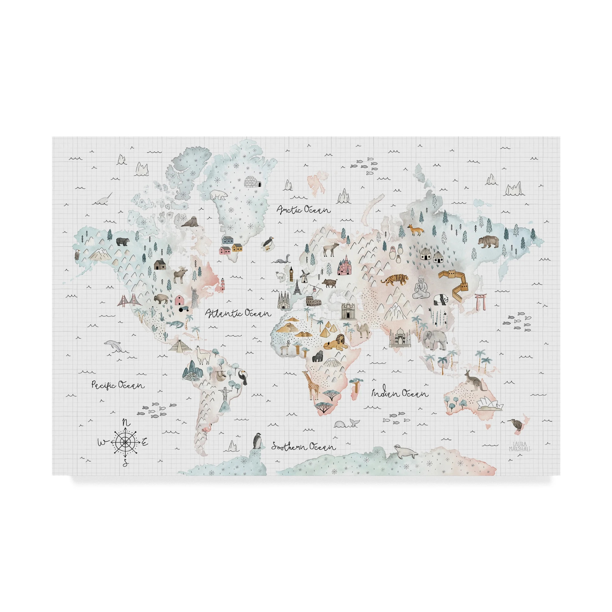 Trademark Fine Art 22x32 Maps Canvas Wall Art 'World Traveler I' by Laura Marshall | Walmart (US)