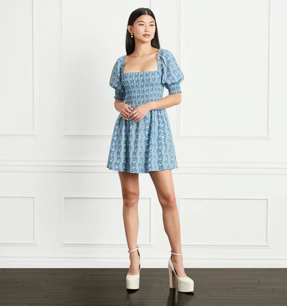 The Athena Nap Dress - Trailing Vine Blue Crepe | Hill House Home