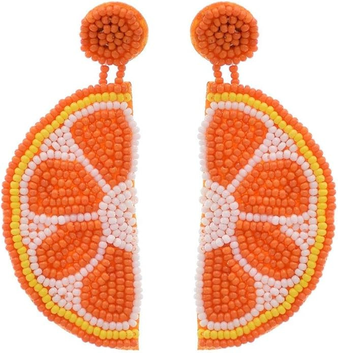 idealway Statement Dangle Fruit Earrings - Fashion Cute Pineapple Orange Watermelon Cherry Beaded... | Amazon (US)