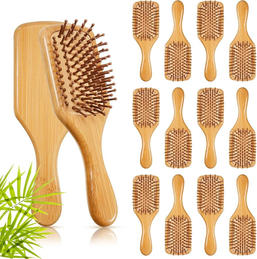 Tessco for you 12 Pcs Bamboo Hair Brushes for Women Bulk Wooden Paddle Brush Scalp Massage Bamboo... | Amazon (US)