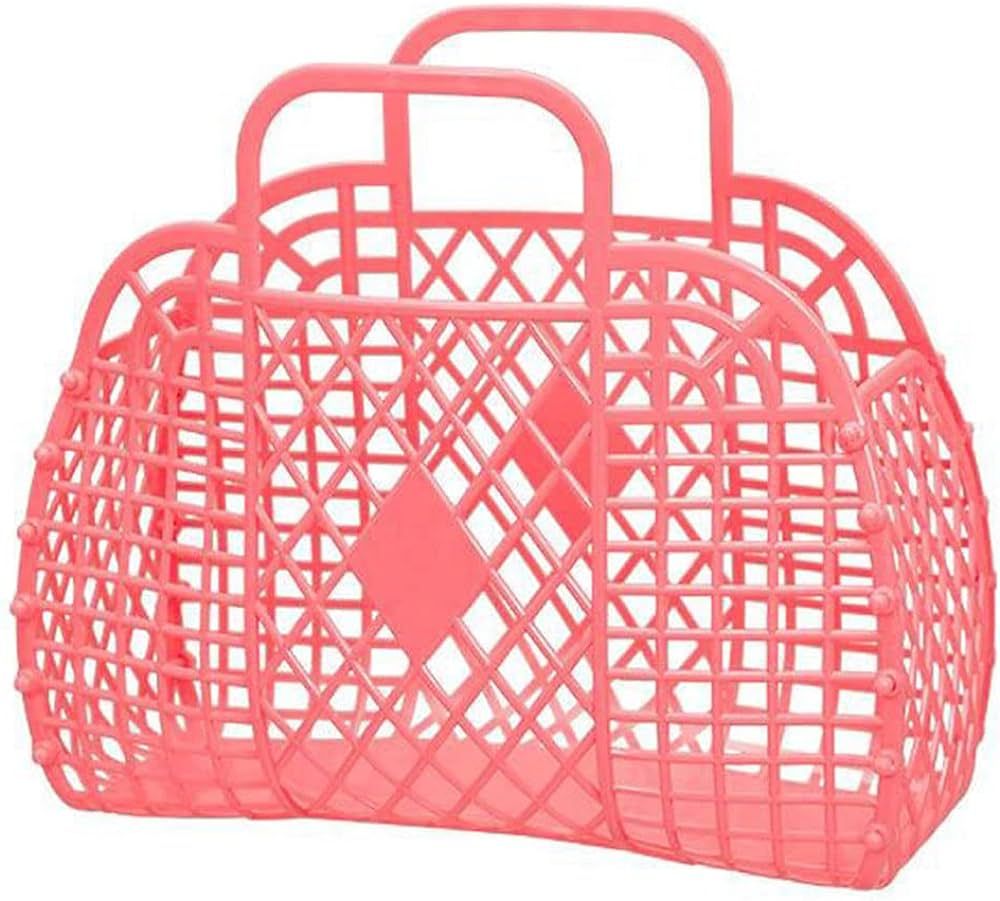 80's Retro Style Jelly Purse Retro Jelly Beach Bag Summer Child Bag Plastic Storage Basket Kids B... | Amazon (US)