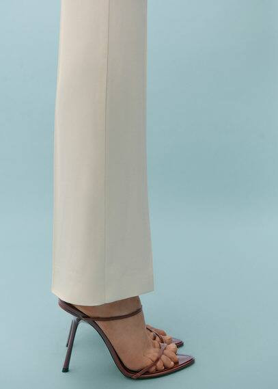 Leather sandal with inclined heel -  Women | Mango USA | MANGO (US)
