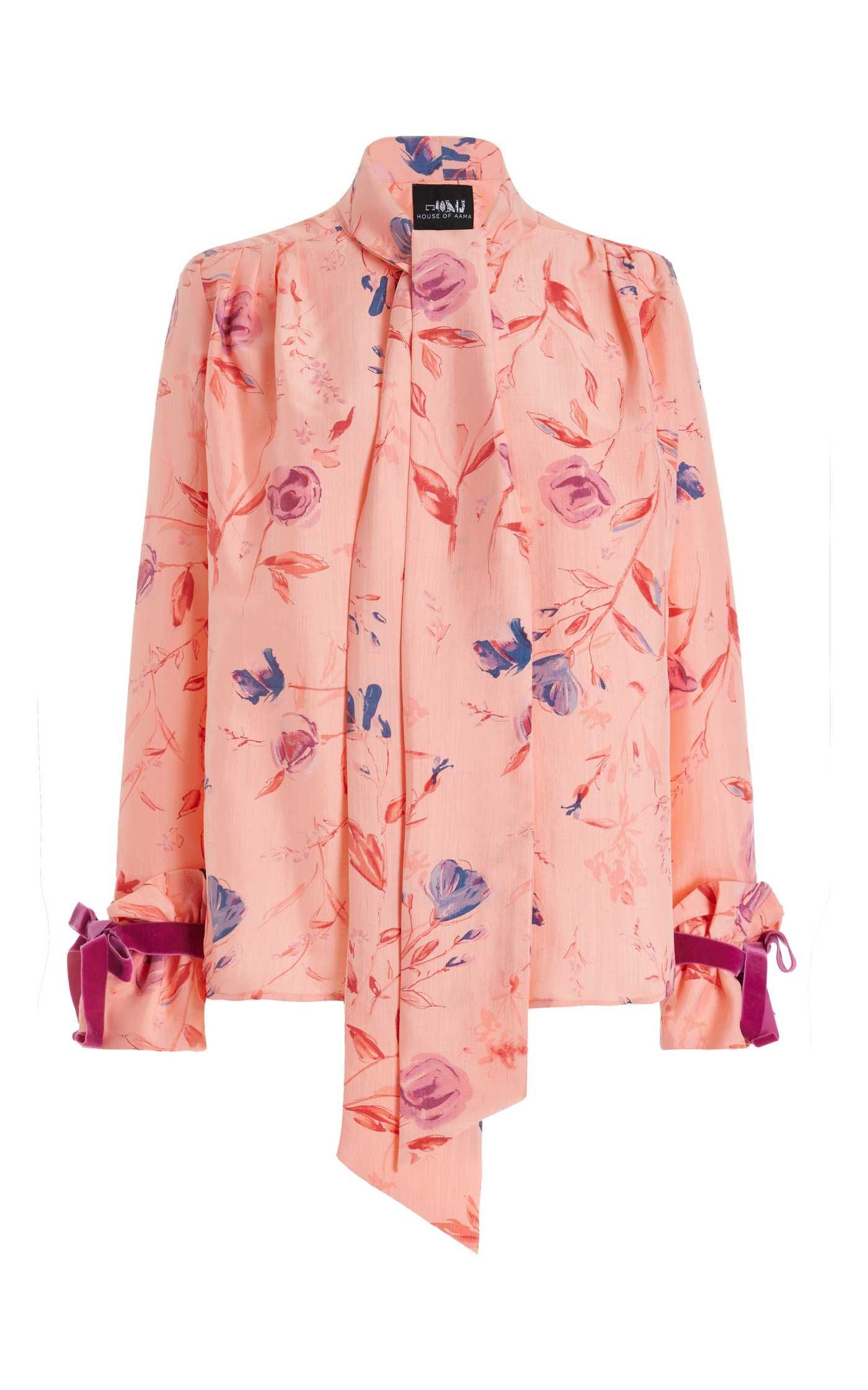 Floral Silk Dupioni Pussybow Shirt | Moda Operandi (Global)