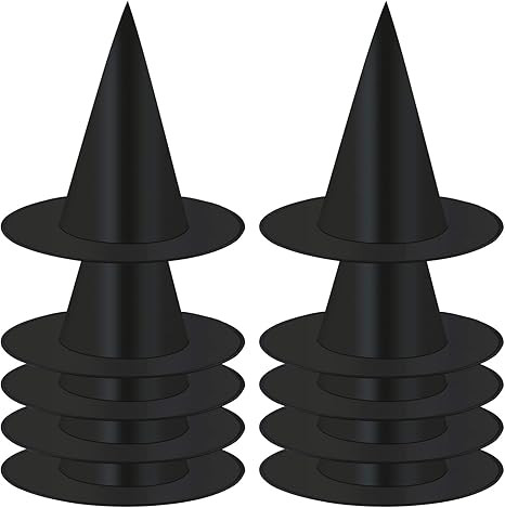 Elcoho 10 Pack Halloween Costume Witch Hat Accessory for Holiday Halloween Party, Black | Amazon (US)