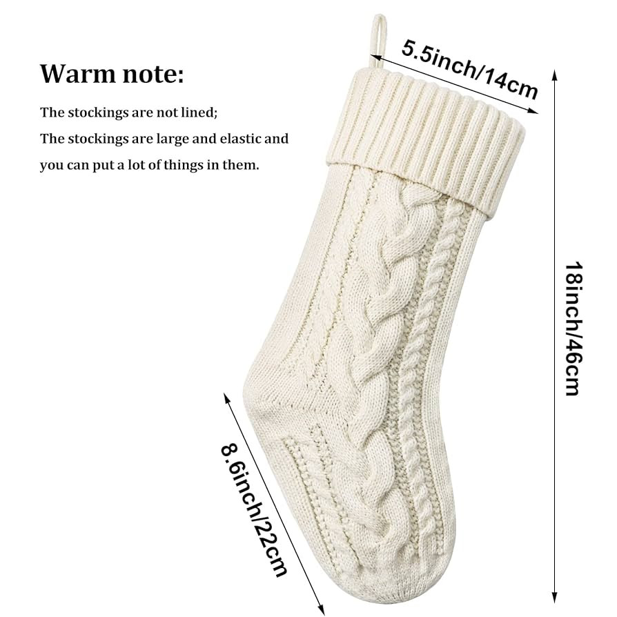 Christmas Stockings Knitted Xmas Stockings Double-Sided 18 Inches Fireplace Stockings for Family ... | Amazon (US)