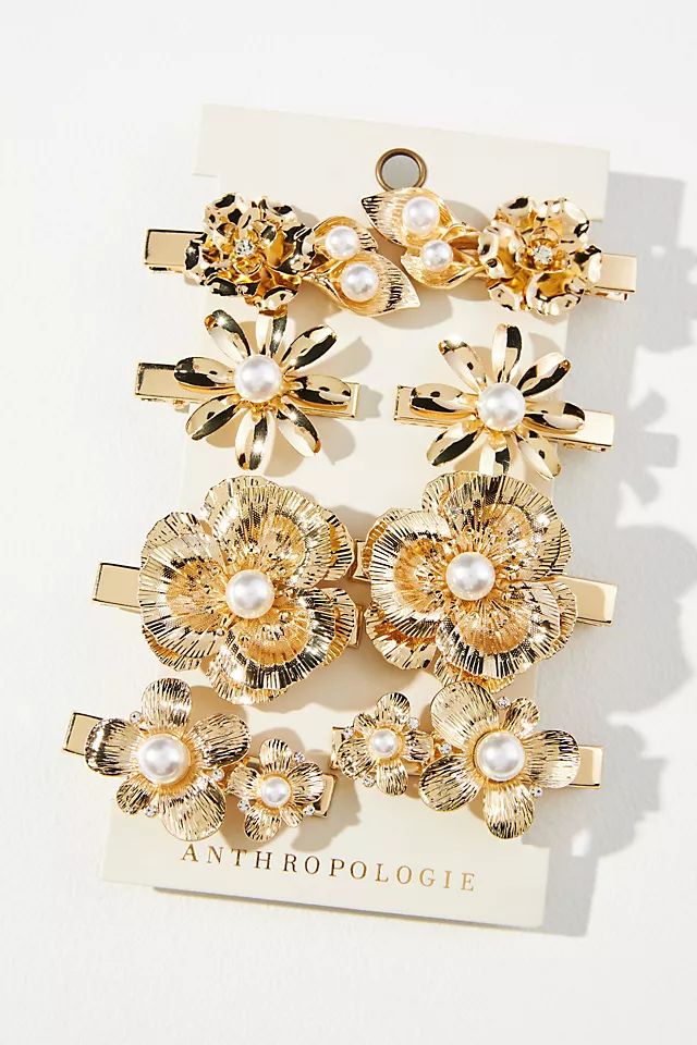 Set of Seven Floral Pearl Hair Clips | Anthropologie (US)