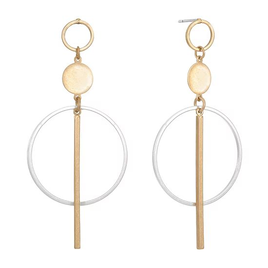 a.n.a Two Tone Circle Linear 86.4mm Drop Earrings | JCPenney