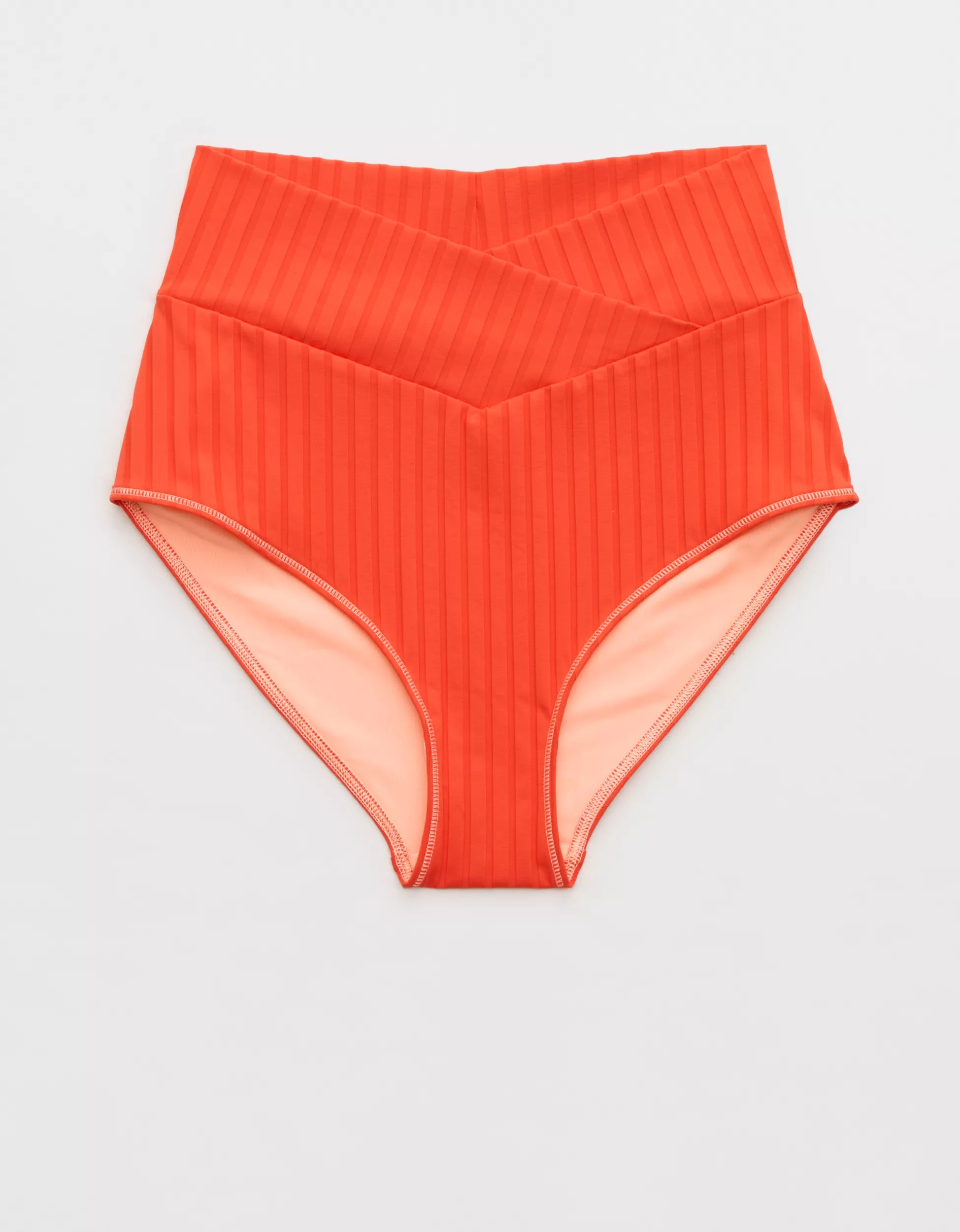 Aerie Ribbed High Waisted Full Coverage Bikini Bottom | Aerie