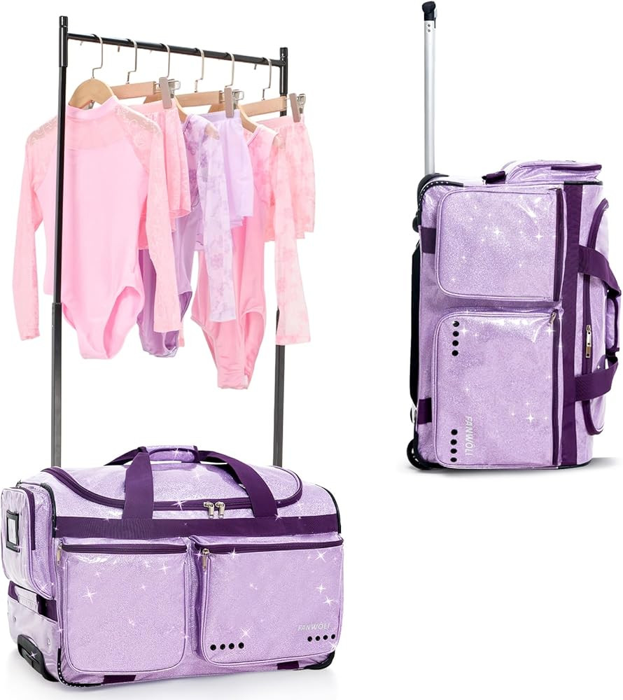 Fanwoli 23" Dance Bag with Garment Rack | Glittering Waterproof Fabric | Shine-Bright Collection ... | Amazon (US)