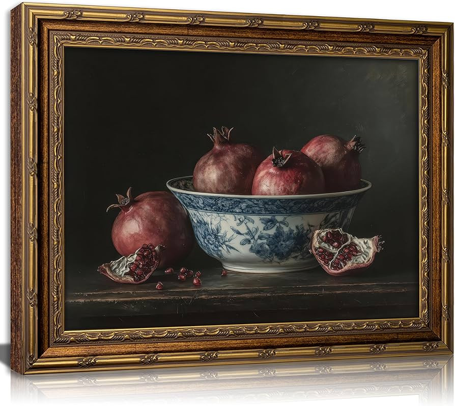 Vintage Gold Framed Pomegranate Still Life Wall Art, Antique Style Fruit Painting Print, Classic ... | Amazon (US)