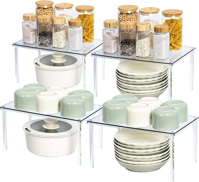 Bobomoment Acrylic Cabinet Organizer, Set of 4 Spice Rack Organizer for Cabinet, Desk Countertop ... | Amazon (US)