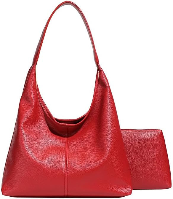 Hobo Bags for Women Slouchy Tote Bag Soft Casual PU Leather Shoulder Purses 2pcs Work Everyday Ha... | Amazon (US)