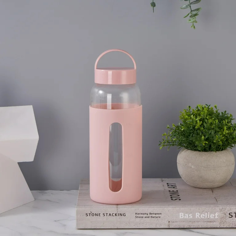 Mainstays Glass 25 oz  Water Bottle with Pink Protective Silicone Sleeve | Walmart (US)