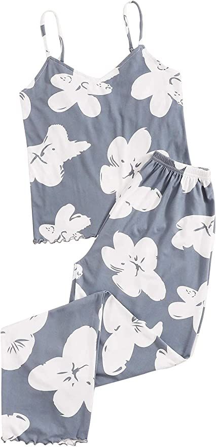 Floerns Women's Tropical Print Cami with Pants Sleepwear Two Piece Pajama Set | Amazon (US)